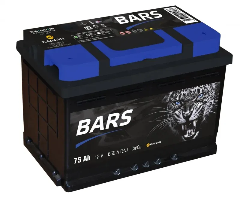 Аккумулятор BARS 6СТ-75 75Ah 650A 278x175x175 "- +"
