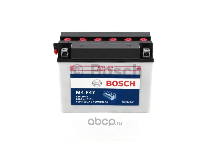 Аккумулятор BOSCH M4 F47 Y50N18L-A2 20Ah 260A 207x92x164 "- +"