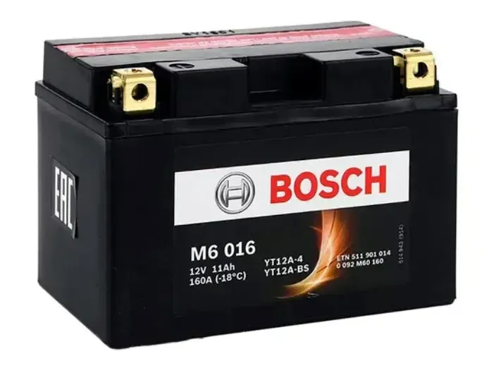 Аккумулятор BOSCH M6 016 AGM YT12A-BS 11Ah 160A 150x87x105 "+ -"