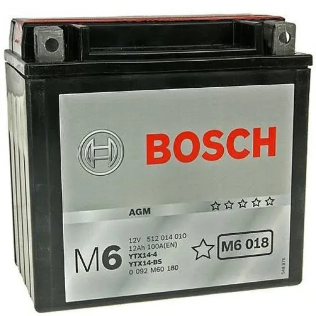 Аккумулятор BOSCH M6 018 AGM YTX14-BS 12Ah 200A 152x87x147 "+ -"