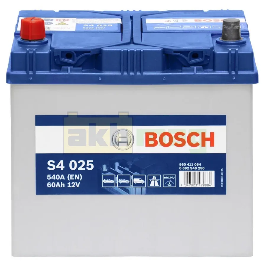 Аккумулятор BOSCH S4 025 60Ah 540A 232x175x225 "+ -"