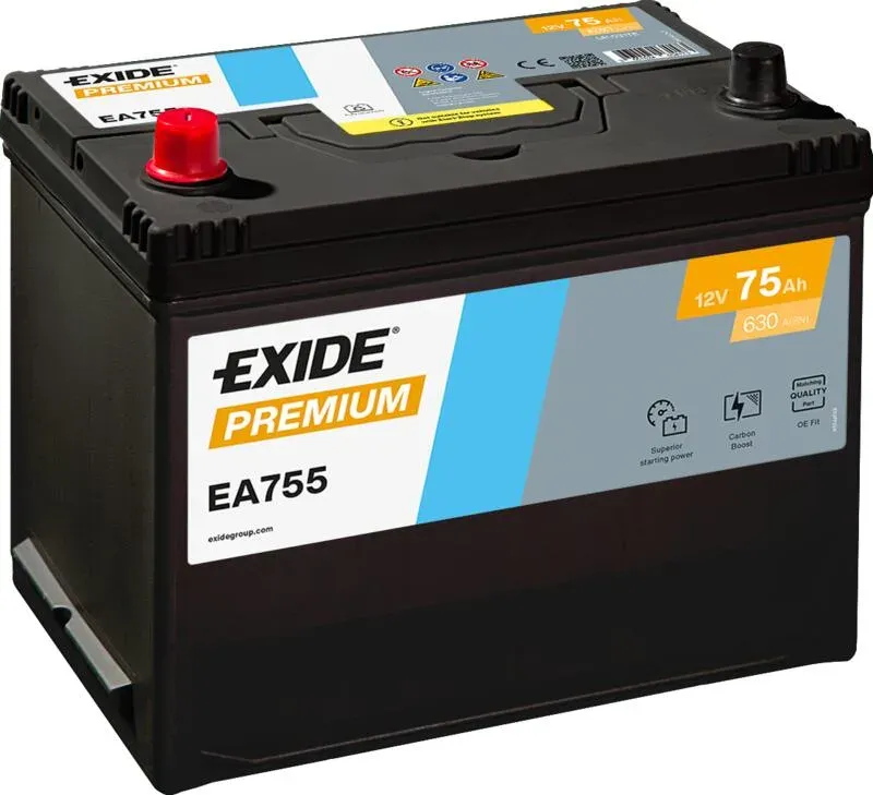 Аккумулятор EXIDE PREMIUM EA755 75Ah 630A 272x170x225 "+ -"