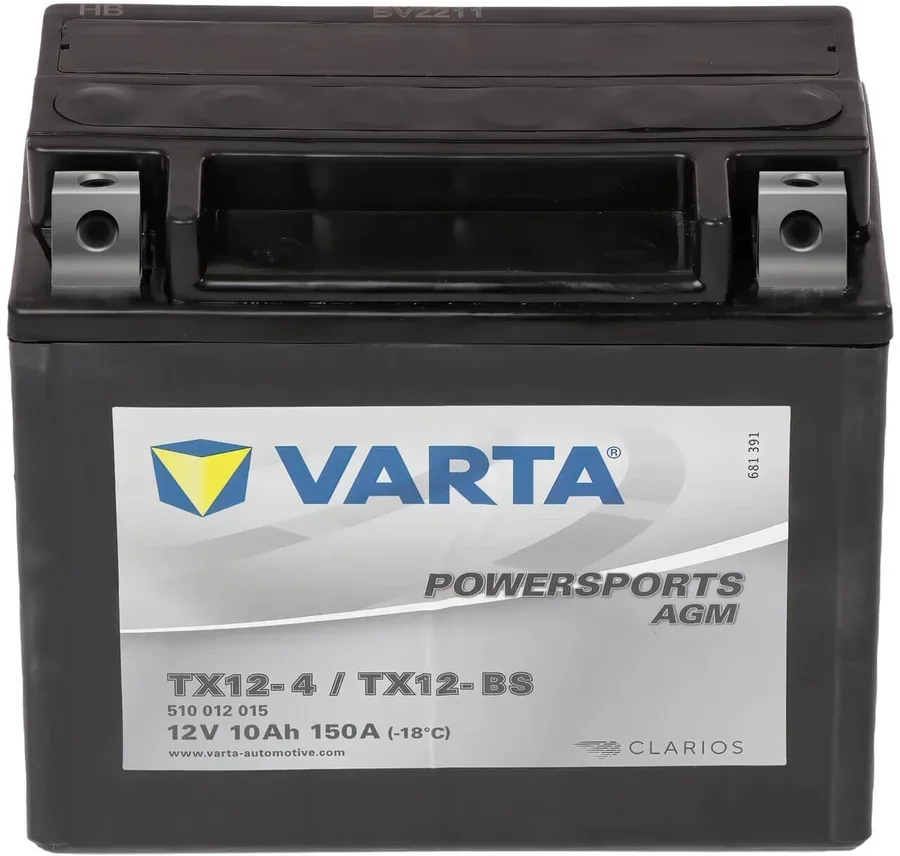 Аккумулятор Varta Powersports AGM YTX12-BS 10Ah 150A 150x87x131 "+ -"